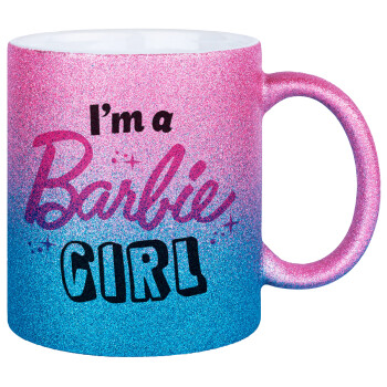 I'm Barbie girl, Κούπα Χρυσή/Μπλε Glitter, κεραμική, 330ml