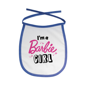 I'm Barbie girl, Σαλιάρα μωρού αλέκιαστη με κορδόνι Μπλε
