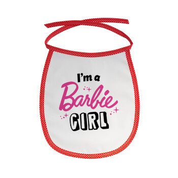 I'm Barbie girl, Σαλιάρα μωρού αλέκιαστη με κορδόνι Κόκκινη