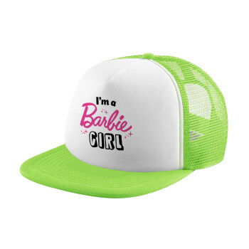 I'm Barbie girl, Καπέλο Soft Trucker με Δίχτυ Πράσινο/Λευκό