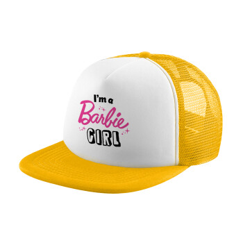 I'm Barbie girl, Καπέλο Ενηλίκων Soft Trucker με Δίχτυ Κίτρινο/White (POLYESTER, ΕΝΗΛΙΚΩΝ, UNISEX, ONE SIZE)