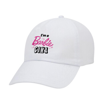 I'm Barbie girl, Καπέλο Ενηλίκων Baseball Λευκό 5-φύλλο (POLYESTER, ΕΝΗΛΙΚΩΝ, UNISEX, ONE SIZE)
