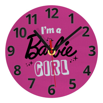 I'm Barbie girl, Ρολόι τοίχου γυάλινο (20cm)