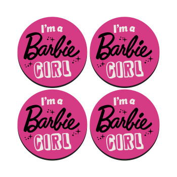 I'm Barbie girl, SET of 4 round wooden coasters (9cm)