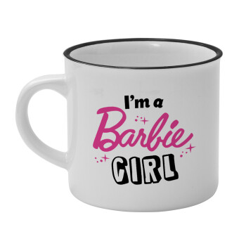 I'm Barbie girl, Κούπα κεραμική vintage Λευκή/Μαύρη 230ml