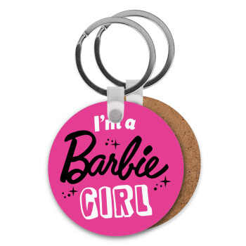 I'm Barbie girl, Μπρελόκ Ξύλινο στρογγυλό MDF Φ5cm