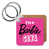 I'm Barbie girl, Μπρελόκ Ξύλινο τετράγωνο MDF