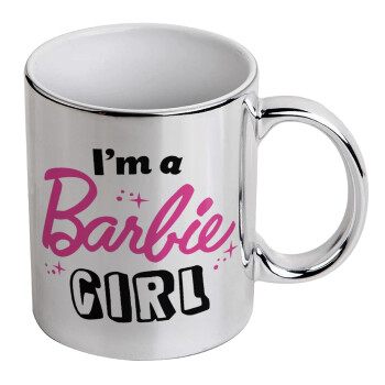 I'm Barbie girl, Κούπα κεραμική, ασημένια καθρέπτης, 330ml