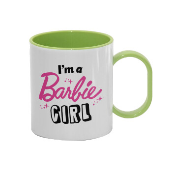 I'm Barbie girl, Κούπα (πλαστική) (BPA-FREE) Polymer Πράσινη για παιδιά, 330ml
