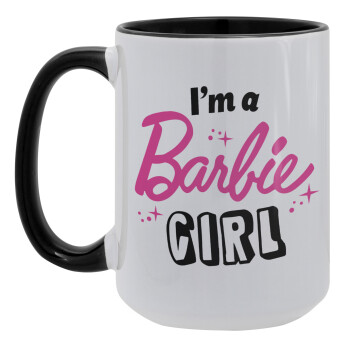 I'm Barbie girl, Κούπα Mega 15oz, κεραμική Μαύρη, 450ml