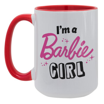 I'm Barbie girl, Κούπα Mega 15oz, κεραμική Κόκκινη, 450ml