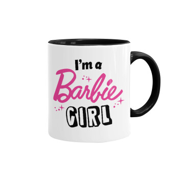 I'm Barbie girl, Κούπα χρωματιστή μαύρη, κεραμική, 330ml