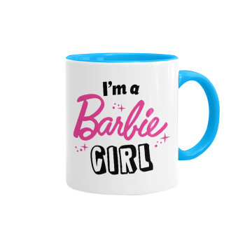 I'm Barbie girl, Κούπα χρωματιστή γαλάζια, κεραμική, 330ml