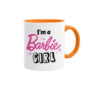 I'm Barbie girl, Κούπα χρωματιστή πορτοκαλί, κεραμική, 330ml
