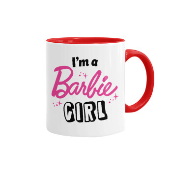 I'm Barbie girl, Κούπα χρωματιστή κόκκινη, κεραμική, 330ml