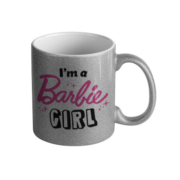 I'm Barbie girl, Κούπα Ασημένια Glitter που γυαλίζει, κεραμική, 330ml