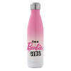 Metal mug thermos Pink/White (Stainless steel), double wall, 500ml