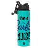 Metallic water bottle with safety lid, 850ml aluminum