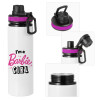 Metallic water bottle with safety lid, 850ml aluminum