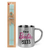 Easter Set, metallic thermal cup (300ml) & aromatic flat Easter candle (30cm) (TURQUOISE)