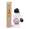 Easter Set, metallic aluminum water bottle (500ml) & aromatic flat Easter candle (30cm) (GRAY)