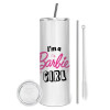 Tumbler stainless steel 600ml, with metal straw & cleaning brush
