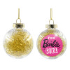Transparent Christmas tree ball ornament with gold filling 8cm