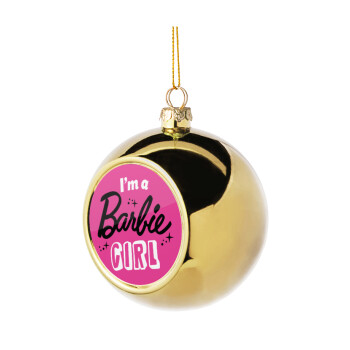 I'm Barbie girl, Χριστουγεννιάτικη μπάλα δένδρου Χρυσή 8cm