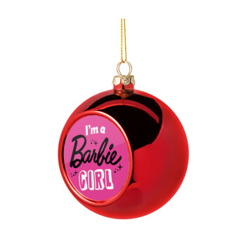 I'm Barbie girl, Χριστουγεννιάτικη μπάλα δένδρου Κόκκινη 8cm