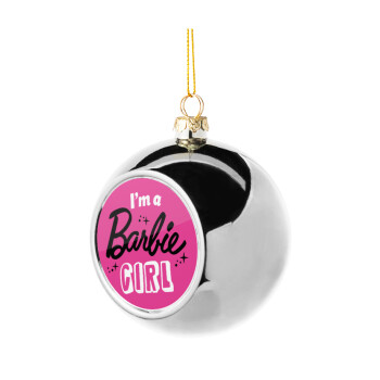 I'm Barbie girl, Silver 8cm Christmas tree ball ornament