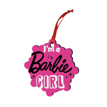I'm Barbie girl, Χριστουγεννιάτικο στολίδι snowflake ξύλινο 7.5cm