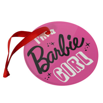 I'm Barbie girl, Χριστουγεννιάτικο στολίδι γυάλινο 9cm
