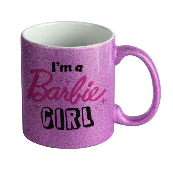 I'm Barbie girl, Κούπα Μωβ Glitter που γυαλίζει, κεραμική, 330ml