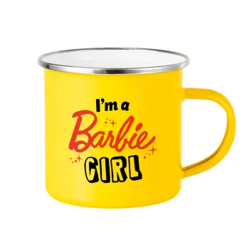 I'm Barbie girl, Κούπα Μεταλλική εμαγιέ Κίτρινη 360ml