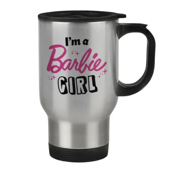 I'm Barbie girl, Κούπα ταξιδιού ανοξείδωτη με καπάκι, διπλού τοιχώματος (θερμό) 450ml