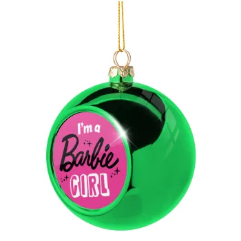 I'm Barbie girl, Green Christmas tree ornament ball 8cm
