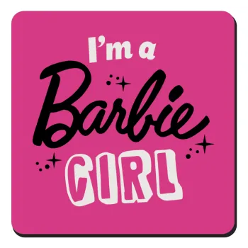 I'm Barbie girl, Τετράγωνο μαγνητάκι ξύλινο 9x9cm