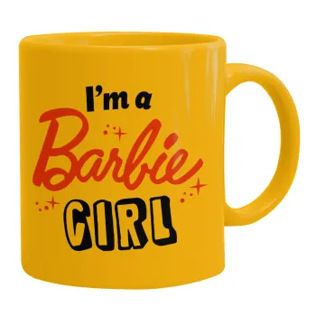 I'm Barbie girl, Κούπα, κεραμική κίτρινη, 330ml