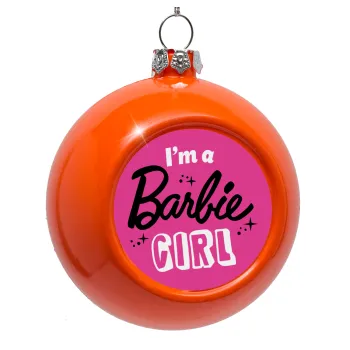 I'm Barbie girl, Orange Christmas tree ornament bauble 8cm