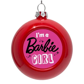 I'm Barbie girl, Στολίδι Χριστουγεννιάτικη μπάλα δένδρου Κόκκινη 8cm