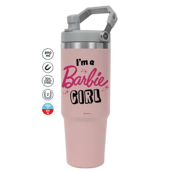 I'm Barbie girl, ΡΟΖ χρώματος Θερμός Ανοξείδωτο 890ml (30oz) με χερούλι