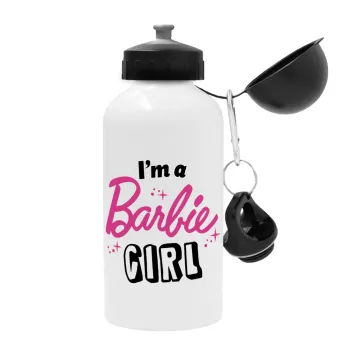 I'm Barbie girl, Metal water bottle, White, aluminum 500ml