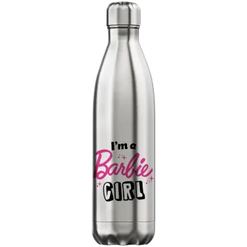 I'm Barbie girl, Μεταλλικό παγούρι θερμός Inox (Stainless steel), διπλού τοιχώματος, 750ml