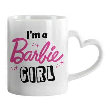 I'm Barbie girl, Κούπα καρδιά χερούλι λευκή, κεραμική, 330ml