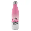 Metal mug thermos Pink/White (Stainless steel), double wall, 500ml