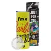 Neon Yellow Travel Tumbler θερμό, μεταλλικό καλαμάκι(Ανωξείδωτο 304 Food grade, BPA free, 600ml)