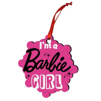 I'm Barbie girl, Christmas ornament snowflake wooden 7.5cm