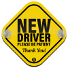 New driver, please be patient!, Baby On Board wooden car sign with suction cups (16x16cm)