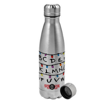 Stranger Things ABC, Metallic water bottle, stainless steel, 750ml