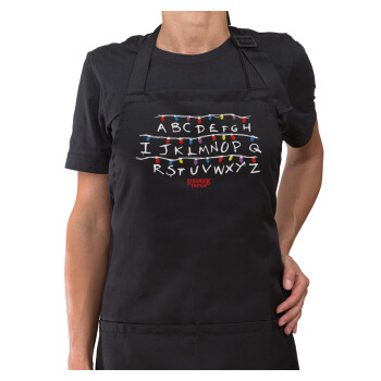 Stranger Things ABC, Ποδιά μακριά Σεφ ολόσωμη με τσέπες Μαύρη (ΕΝΗΛΙΚΩΝ)